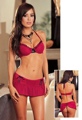 2 Piece Flock Mesh Bra and Skirt Set Pink Medium