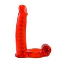 Double Penetrator Rabbit Cockring Red