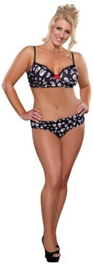 Underwire Bra And Short Skulls 2Xl