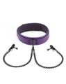 Purple Collar WithBlack Nipple Clamps