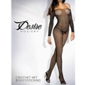 Long Sleeve Crochet Net Body Stocking Black Queen