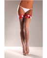 Lycra Industrial Fishnet Thigh Highs With Cross On Bow