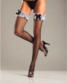 Spandex Diamond Thigh High With Ruffle Lace And Satin Bow