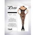 Bow Pattern Bodystocking With Off Shoulder Ruffle Red Os