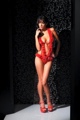 Mesh Teddy Red With Rhinestones