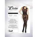 Floral Lace Deep-V Front Bodystocking Blk Queen