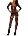 Fishnet Garter Dress With Thigh Highs Black Queen