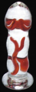 Red Ripple Glass Butt Plug
