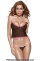 Microfibre Underwire Cami And Thong Brown/Pin