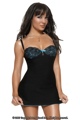 Microfibre Chemise And G-String Black/Blue Me
