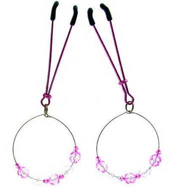 Nipple Clamps WithBeads On Hoop Pink