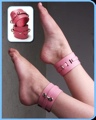 Pink Bound Leather Ankle Cuffs