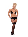 Half Cup Bra, Garter Skirt Black 2X