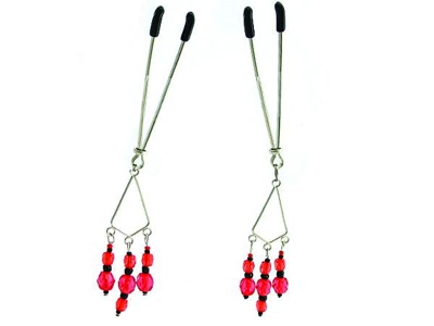 Nipple Clamps Tweezer W/Red Beads