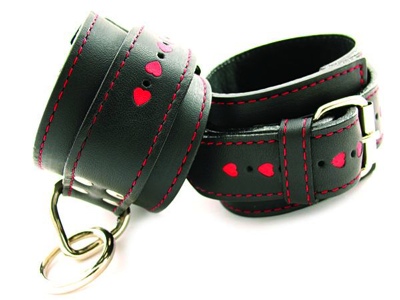 Leather Ankle Restraints WithRed Hearts