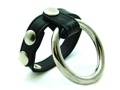 Double Leather/Metal Cockring Black