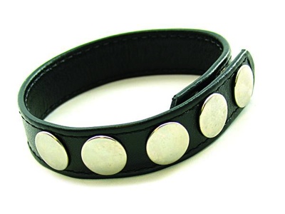5 Snap Leather Cockring Black