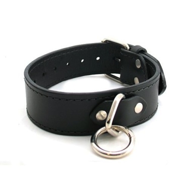 Leather Collar WithO Ring Sm/Med