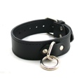 Leather Collar WithO Ring Sm/Med