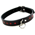 Leather Collar W/Red Hearts
