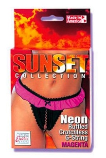Sunset Collection Ruffled Crotchless G-String